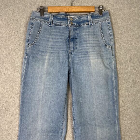 Paige Womens 29 Genevieve Jeans Mid Rise Flare Light Wash - Picture 2 of 10